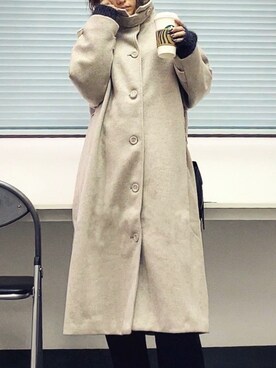 「ap retro（アプレトロ）のアイテム（ステンカラーコート）」を使った、ma-さん（レディース・160cm）の冬コーディネート