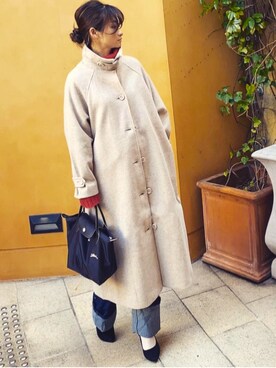 「ap retro（アプレトロ）のアイテム（ステンカラーコート）」を使った、ma-さん（レディース・160cm）の冬コーディネート