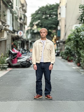 「アイテム（ジャケット/アウター）」を使った、Kuo Mengさん（メンズ・178cm・30代）の秋コーディネート