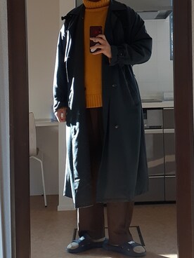「リラックスコーデ」｜「アイテム（トレンチコート）」を使った、remiさん（メンズ・181cm）の冬コーディネート