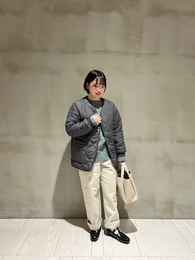 「Lugnoncure（ルノンキュール）のアイテム（ノーカラーコート）」を使った、ひなのさん（レディース・152cm）の冬コーディネート