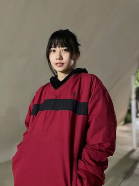 「POLO RALPH LAUREN（ポロ ラルフ ローレン）のアイテム（Outerwear、レッド系）」を使った、Gin さん（レディース・150cm）の冬コーディネート