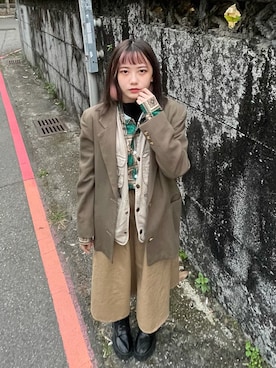 「no brand（ノーブランド）のアイテム（Outerwear、ゴールド系）」を使った、Gin さん（レディース・150cm）の冬コーディネート