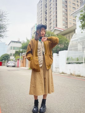 「no brand（ノーブランド）のアイテム（Outerwear、ブラウン系）」を使った、Gin さん（レディース・150cm）の冬コーディネート