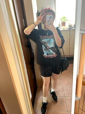 「DISCOAT（ディスコート）の【2WAY/WEB限定】シュリンク巾着ショルダーバッグ《軽量》（ショルダーバッグ）」を使った、まりな（相互フォロー）さん（レディース・155cm）の夏コーディネート