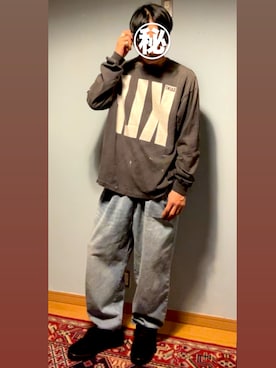 「セントマイケルのアイテム（Tシャツ/カットソー）」を使った、Waさん（メンズ・180cm）の秋コーディネート