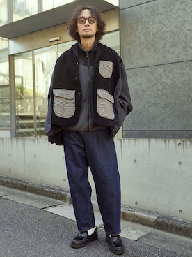 「etsinta（エシンタ）のアイテム（その他アウター）」を使った、seiya satoさん（メンズ・175cm）の冬コーディネート