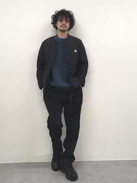 「GEVACO」｜「アイテム（ノーカラージャケット）」を使った、seiya satoさん（メンズ・175cm）の冬コーディネート