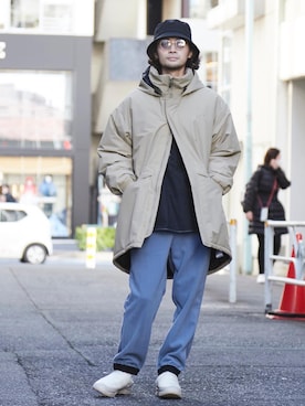 「フリース」｜「アイテム（スリッポン）」を使った、seiya satoさん（メンズ・175cm）の冬コーディネート