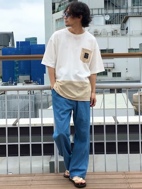 「CIAOPANIC TYPY（チャオパニックティピー）のアイテム（サンダル）」を使った、seiya satoさん（メンズ・175cm）の夏コーディネート
