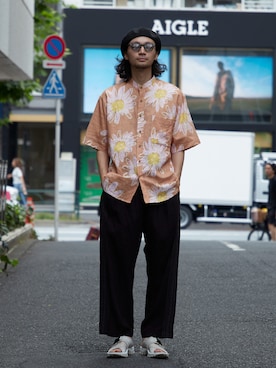 「CIAOPANIC TYPY（チャオパニックティピー）のアイテム（ハンチング/ベレー帽）」を使った、seiya satoさん（メンズ・175cm）の夏コーディネート