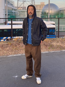 「ウールパンツ」｜ヤギハシカズヒロさん（メンズ・181cm）の冬コーディネート