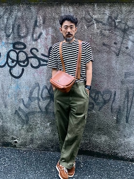 「CHAPS（チャップス）のアイテム（パンツ）」を使った、ヤギハシカズヒロさん（メンズ・181cm）の夏コーディネート
