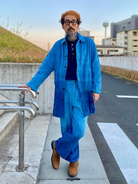 「Engineered Garments（エンジニアードガーメンツ）のアイテム（ハンチング/ベレー帽）」を使った、ヤギハシカズヒロさん（メンズ・181cm）の冬コーディネート