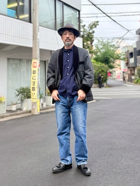 「RED CARD TOKYO（レッドカード）のアイテム」を使った、ヤギハシカズヒロさん（メンズ・182cm）の春コーディネート