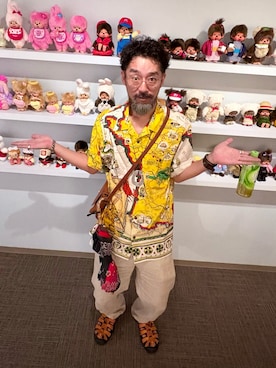 「アイテム（サンダル）」を使った、ヤギハシカズヒロさん（メンズ・182cm）の夏コーディネート