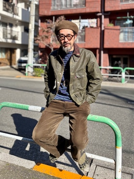 「アイテム（デニムジャケット）」を使った、ヤギハシカズヒロさん（メンズ・182cm）の秋コーディネート