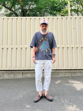 「POLO RALPH LAUREN（ポロ ラルフ ローレン）のアイテム（その他パンツ、ホワイト系）」を使った、ヤギハシカズヒロさん（メンズ・182cm）の夏コーディネート