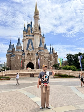「Disney（ディズニー）のアイテム」を使った、ヤギハシカズヒロさん（メンズ・182cm）の夏コーディネート