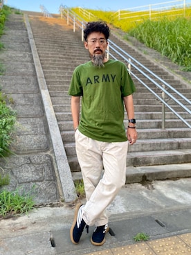 「ANVIL（アンヴィル）のアイテム」を使った、ヤギハシカズヒロさん（メンズ・181cm）の夏コーディネート