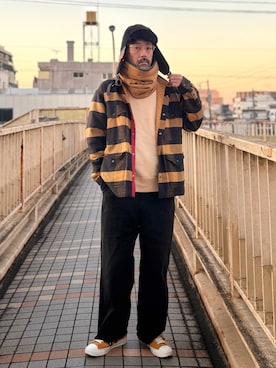 「アイテム（キャップ）」を使った、ヤギハシカズヒロさん（メンズ・182cm）の冬コーディネート