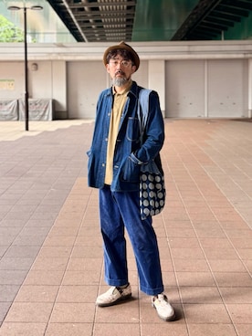 「orSlow（オアスロウ）のアイテム」を使った、ヤギハシカズヒロさん（メンズ・182cm）の秋コーディネート