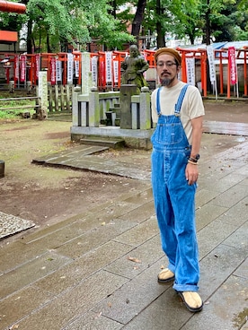 「Engineered Garments（エンジニアードガーメンツ）のアイテム（ハンチング/ベレー帽）」を使った、ヤギハシカズヒロさん（メンズ・181cm）の夏コーディネート
