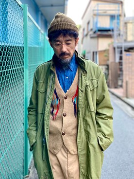 「マイベストコーデ2022」｜「アイテム（ミリタリージャケット）」を使った、ヤギハシカズヒロさん（メンズ・181cm）の冬コーディネート