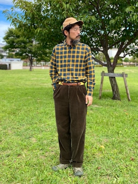 「CHAPS（チャップス）のアイテム（パンツ）」を使った、ヤギハシカズヒロさん（メンズ・181cm）の秋コーディネート