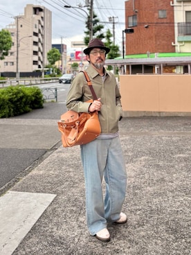 「MACKINTOSH LONDON（マッキントッシュ ロンドン）のアイテム（ブルゾン、グリーン系）」を使った、ヤギハシカズヒロさん（メンズ・182cm）の夏コーディネート