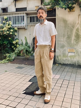 「ZDA（ゼットディーエー）のアイテム」を使った、ヤギハシカズヒロさん（メンズ・181cm）の夏コーディネート