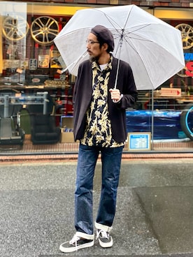 「リーバイス」｜「アイテム（ノーカラージャケット）」を使った、ヤギハシカズヒロさん（メンズ・181cm）の秋コーディネート