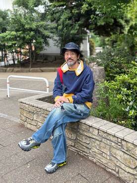「Champion（チャンピオン）のアイテム（トップス）」を使った、ヤギハシカズヒロさん（メンズ・182cm）の春コーディネート