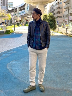 「アイテム（スウェットパンツ）」を使った、ヤギハシカズヒロさん（メンズ・181cm）の秋コーディネート