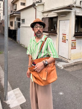 「POLO RALPH LAUREN（ポロ ラルフ ローレン）のアイテム（シャツ/ブラウス、グリーン系）」を使った、ヤギハシカズヒロさん（メンズ・182cm）の秋コーディネート