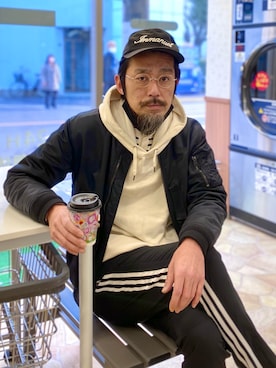 「BEAUTY&YOUTH UNITED ARROWS（ビューティーアンドユースユナイテッドアローズ）のアイテム（MA-1）」を使った、ヤギハシカズヒロさん（メンズ・181cm）の春コーディネート