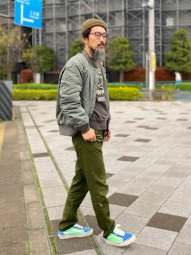 「Buzz Rickson's（バズリクソンズ）のアイテム（スウェット）」を使った、ヤギハシカズヒロさん（メンズ・181cm）の春コーディネート