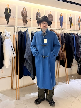 「beautiful people（ビューティフルピープル）のアイテム（ダッフルコート、ブルー系）」を使った、ヤギハシカズヒロさん（メンズ・182cm）の冬コーディネート