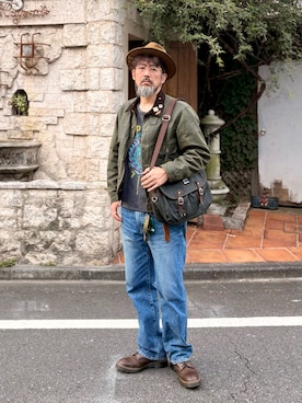 「Barbour（バブアー）のアイテム」を使った、ヤギハシカズヒロさん（メンズ・182cm）の秋コーディネート