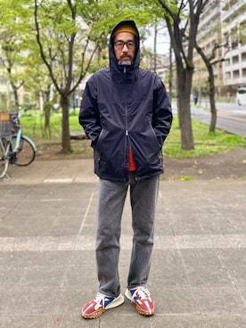 「Levi's」｜「アイテム（ナイロンジャケット）」を使った、ヤギハシカズヒロさん（メンズ・181cm）の春コーディネート