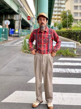 「ZDA（ゼットディーエー）のアイテム」を使った、ヤギハシカズヒロさん（メンズ・181cm）の秋コーディネート