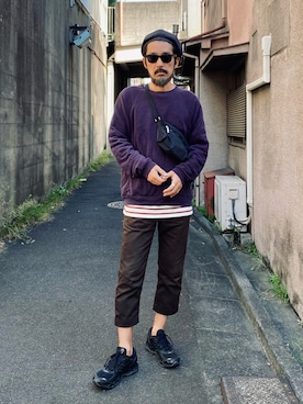 「秋トレンド2021」｜「アイテム（ハンチング/ベレー帽）」を使った、ヤギハシカズヒロさん（メンズ・181cm）の秋コーディネート