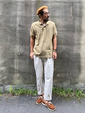 「Engineered Garments（エンジニアードガーメンツ）のアイテム（ハンチング/ベレー帽）」を使った、ヤギハシカズヒロさん（メンズ・181cm）の夏コーディネート