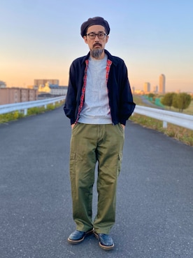 「CHAPS（チャップス）のアイテム（パンツ）」を使った、ヤギハシカズヒロさん（メンズ・181cm）の冬コーディネート