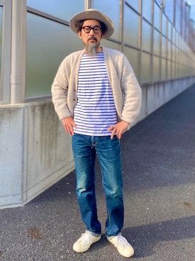 「SAINT JAMES（セントジェームス）のアイテム」を使った、ヤギハシカズヒロさん（メンズ・181cm）の春コーディネート