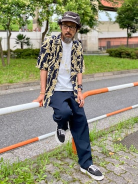 「Branchworks（ブランチワークス）のアイテム」を使った、ヤギハシカズヒロさん（メンズ・181cm）の夏コーディネート