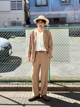 「PRO-Keds（プロケッズ）のアイテム（ローファー、ブラウン系）」を使った、ヤギハシカズヒロさん（メンズ・182cm）の春コーディネート