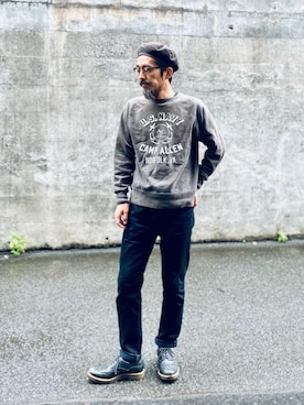 「Buzz Rickson's（バズリクソンズ）のアイテム（スウェット）」を使った、ヤギハシカズヒロさん（メンズ・181cm）の秋コーディネート