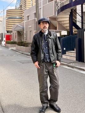「Barbour（バブアー）のアイテム（その他アウター、ブラック系）」を使った、ヤギハシカズヒロさん（メンズ・182cm）の春コーディネート