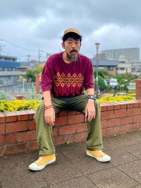 「CHAPS（チャップス）のアイテム（パンツ）」を使った、ヤギハシカズヒロさん（メンズ・181cm）の秋コーディネート